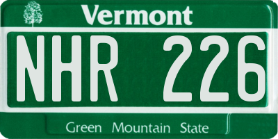 VT license plate NHR226