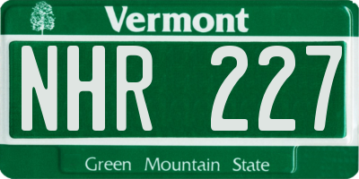 VT license plate NHR227