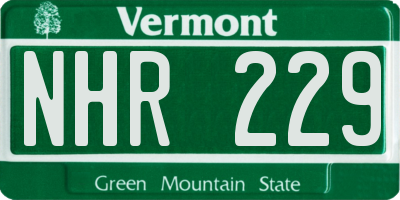 VT license plate NHR229