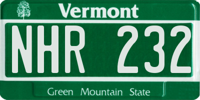 VT license plate NHR232