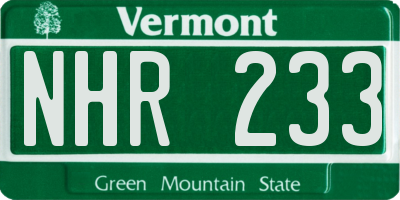 VT license plate NHR233