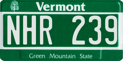 VT license plate NHR239