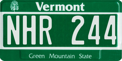 VT license plate NHR244