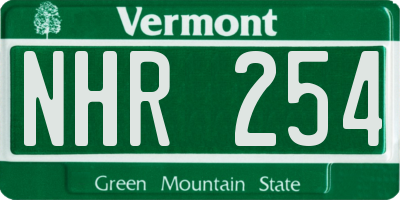 VT license plate NHR254