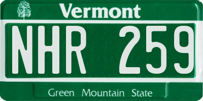 VT license plate NHR259
