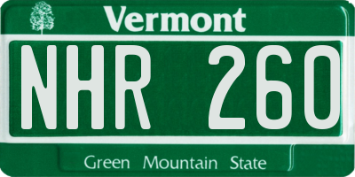 VT license plate NHR260