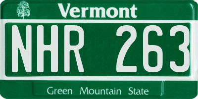 VT license plate NHR263