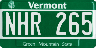 VT license plate NHR265