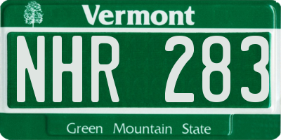 VT license plate NHR283