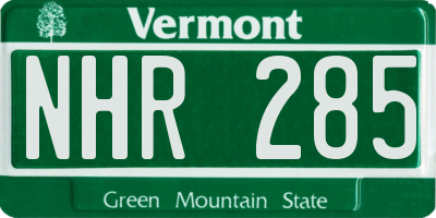 VT license plate NHR285