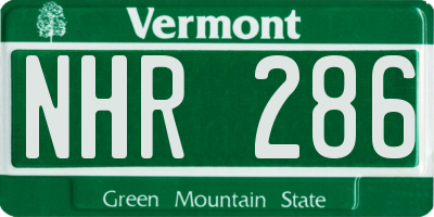 VT license plate NHR286