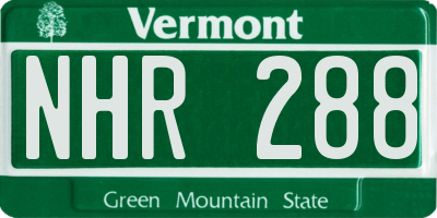VT license plate NHR288