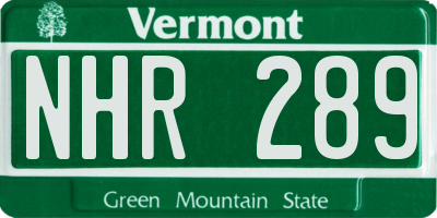 VT license plate NHR289