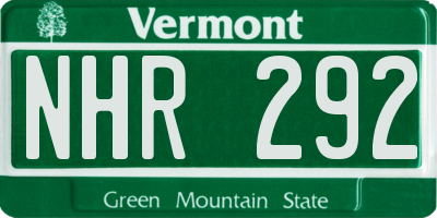 VT license plate NHR292