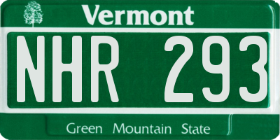 VT license plate NHR293