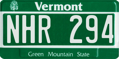 VT license plate NHR294