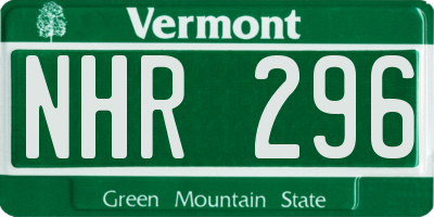 VT license plate NHR296