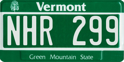 VT license plate NHR299