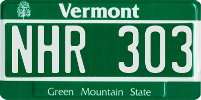 VT license plate NHR303