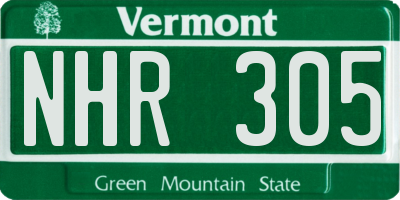 VT license plate NHR305