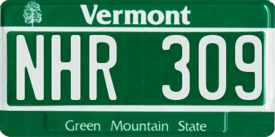 VT license plate NHR309