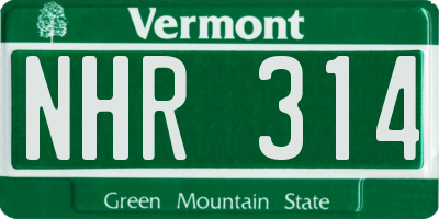 VT license plate NHR314