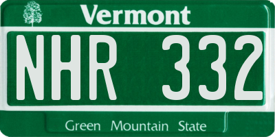 VT license plate NHR332