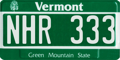 VT license plate NHR333