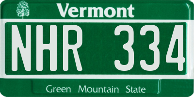 VT license plate NHR334