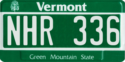 VT license plate NHR336