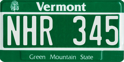 VT license plate NHR345