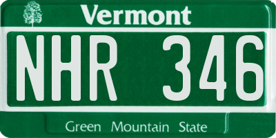 VT license plate NHR346
