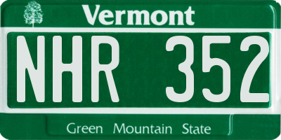 VT license plate NHR352