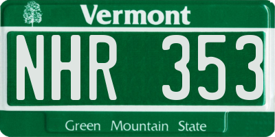 VT license plate NHR353