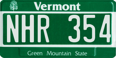 VT license plate NHR354
