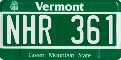 VT license plate NHR361
