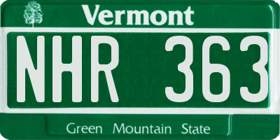 VT license plate NHR363