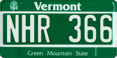 VT license plate NHR366