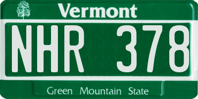 VT license plate NHR378