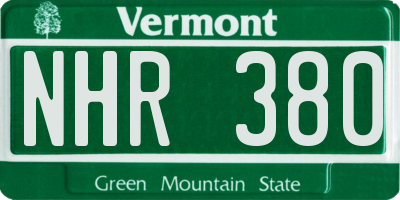 VT license plate NHR380