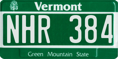 VT license plate NHR384