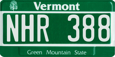 VT license plate NHR388