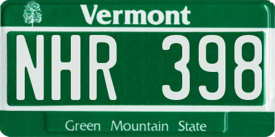 VT license plate NHR398