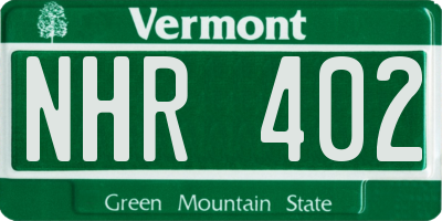 VT license plate NHR402