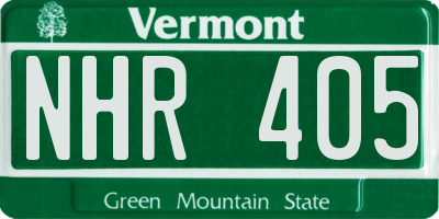 VT license plate NHR405