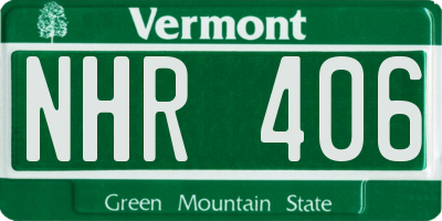 VT license plate NHR406