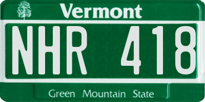 VT license plate NHR418