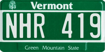 VT license plate NHR419