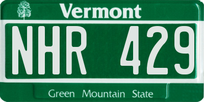 VT license plate NHR429