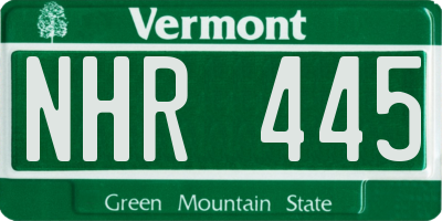 VT license plate NHR445